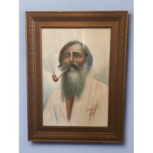 85 - Guiseppe Saponari 19th/20thC - Large Watercolour Traditional Neapolitan man circa 1940/50. Signed lo... 