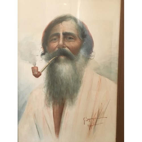 85 - Guiseppe Saponari 19th/20thC - Large Watercolour Traditional Neapolitan man circa 1940/50. Signed lo... 