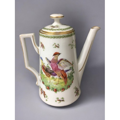 106 - Victoria Works (Cartwright & Edwards) Bird and Butterfly decorated Coffee Pot, Together with Vin... 