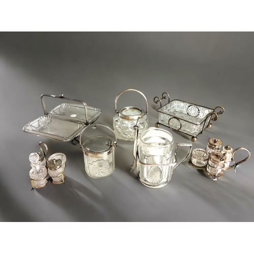 378 - A collection of antique silver plate & glass jars & dishes. Including rare Hukin & Heath... 