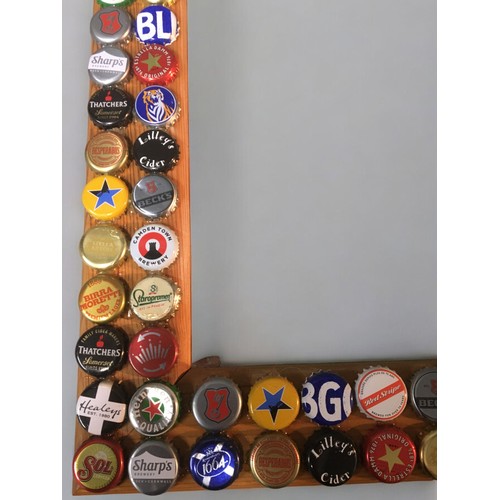 431 - Large Beer Bottle Top Decorated Mirror, ideal for a Man Cave!H 62cm x W 87cm