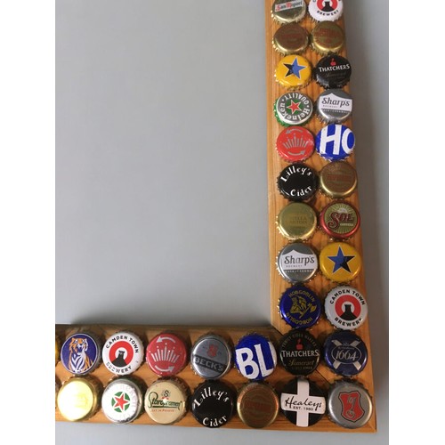 431 - Large Beer Bottle Top Decorated Mirror, ideal for a Man Cave!H 62cm x W 87cm