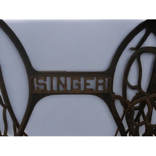 453 - Singer Sewing Machine and Stand Ser No 1679427 Date 1874. Sphinx Decals original and worn.H 74cm x W... 