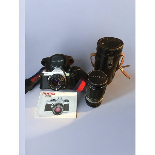 463 - Vintage Pentax MG 35mm SLR Camera with Pentax-M 1:2 50mm 7554461 lens, instructions and case togethe... 