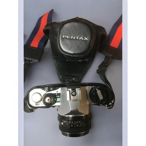 463 - Vintage Pentax MG 35mm SLR Camera with Pentax-M 1:2 50mm 7554461 lens, instructions and case togethe... 