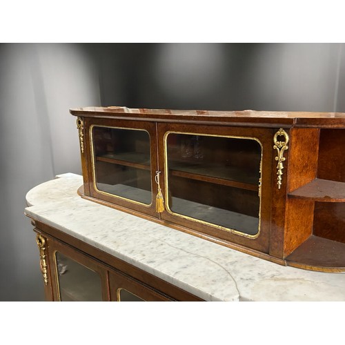 123 - A Victorian white Marble top Walnut Credenza.