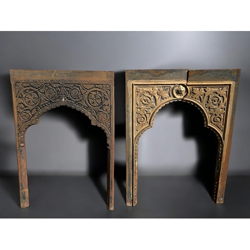 124 - Two Victorian cast iron Fire surrounds.In the Christopher dresser manner.approx 87cm high by 60cm Wi... 