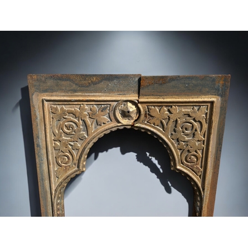 124 - Two Victorian cast iron Fire surrounds.In the Christopher dresser manner.approx 87cm high by 60cm Wi... 