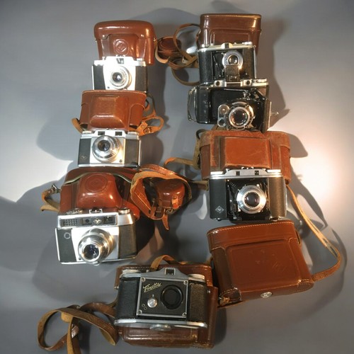 187 - 7 x Vintage Cameras Bellows and 35mm, Agfa Super Silette, Finetta, Compur Synchro, Agfa Commander et... 