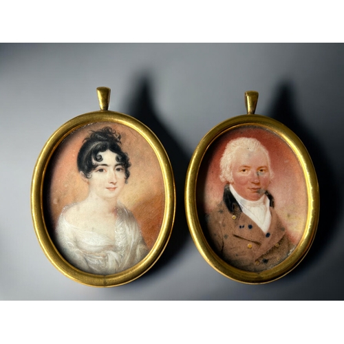 495 - Two framed early 19th century Portrait miniature watercolours.9 x 6.5cm x 9.5 x 6.5cm Provenance - F... 