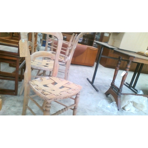 47 - A set of 4 Pine Balloon Back Dining Chairs-Need Restoration