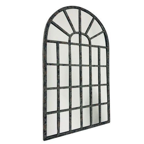 53 - Rounded top leaded glass mirror 60cm Tall x 35cm Wide