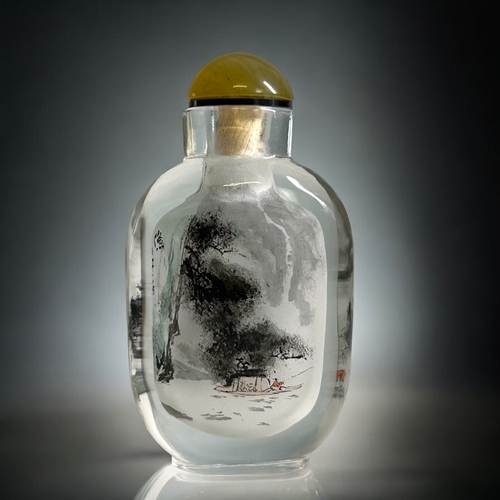 61 - Chinese lead crystal Interior painted snuff bottle.Artist: Suo Jing Hai  20th century.Provenance: Jo... 