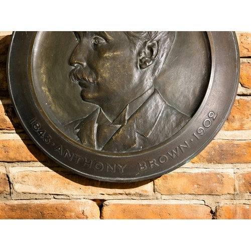 446 - A large, heavy Bronze wall plaque.Depicting a bust of Anthony Brown, 1843-1902.Diameter - 47cm... 