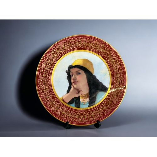 415 - Samuel Jenks for Minton hand painted plate.Circa 1870.Painted 'Gypsy girl', signed S. Jenks.Unmarked... 