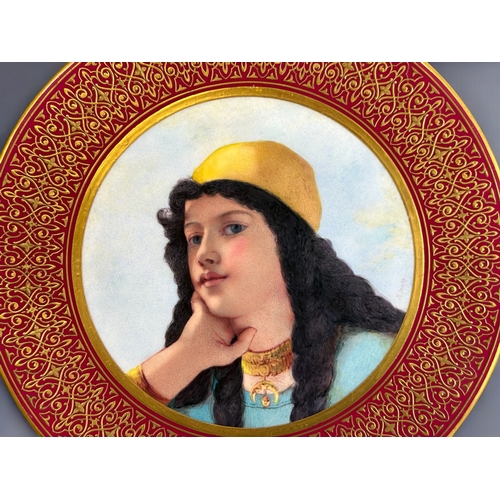 415 - Samuel Jenks for Minton hand painted plate.Circa 1870.Painted 'Gypsy girl', signed S. Jenks.Unmarked... 