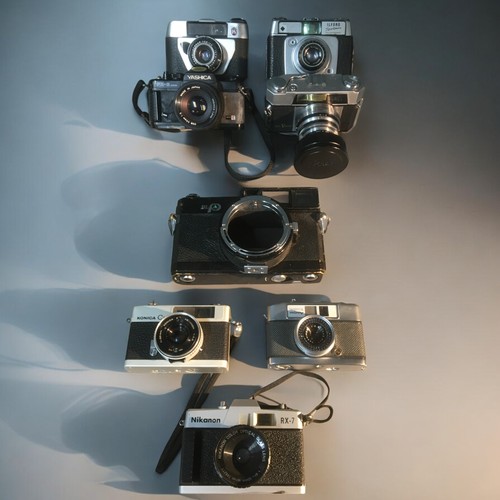 195 - Fujica G690 Camera Body and 7 other Vintage 35mm Cameras to include1. Aires Viscount with Tele Lens&... 