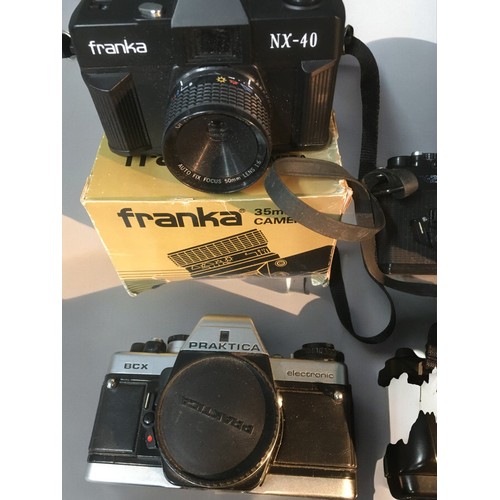 200 - 35mm Cameras x 8 mostly Praktica;1. Franka NX402. Fuji STX 23. Praktica BX 20 (x3) & BX20s4. Pra... 