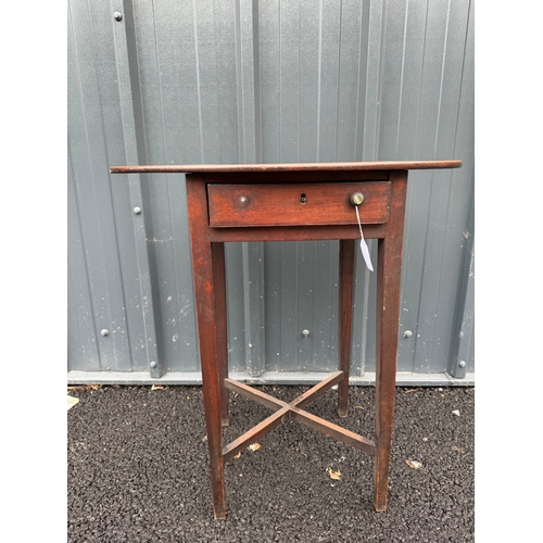 6 - Antique mahogany side table with an oval top and a drawer under.