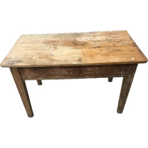 9 - Distressed Pine single drop leaf kitchen table Approx 121 wide x 95 depth x 71cm