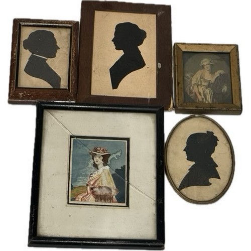 2 - Collection of art works to include prints watercolour, etching, miniatures and silhouettes