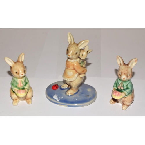 164 - Collection of Vintage porcelain Rabbit family figures many depicting children's story book  figures ... 