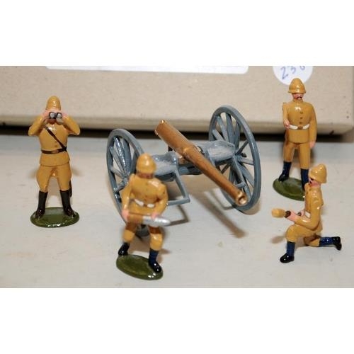 137 - Dorset Traditional Lead Miniatures die cast soldiers: Circa 1900 British Field Artillery gun and fou... 