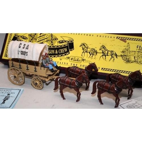 138 - Britain's die cast model soldiers: American Civil War Confederate Supply Wagon and Crew ref:8870. Bo... 