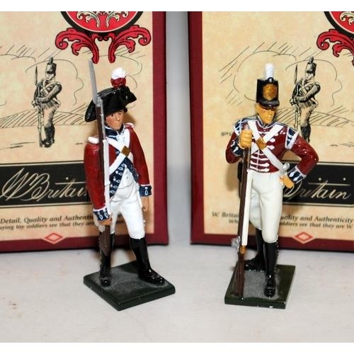 142 - Britain's die cast model soldiers: 4 x boxed Redcoats figures, 43001 1st Foot Guards 1795, 43002 1st... 