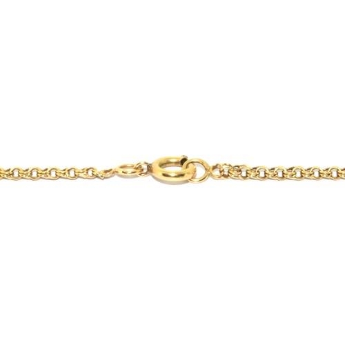 534 - 9ct gold long neck chain set with Diamond roundels 80cm long 9.7g