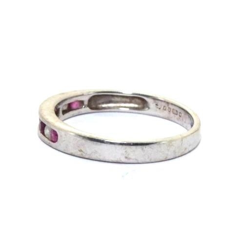 535 - 9ct white gold ladies Diamond and Ruby 1/2 eternity ring size N