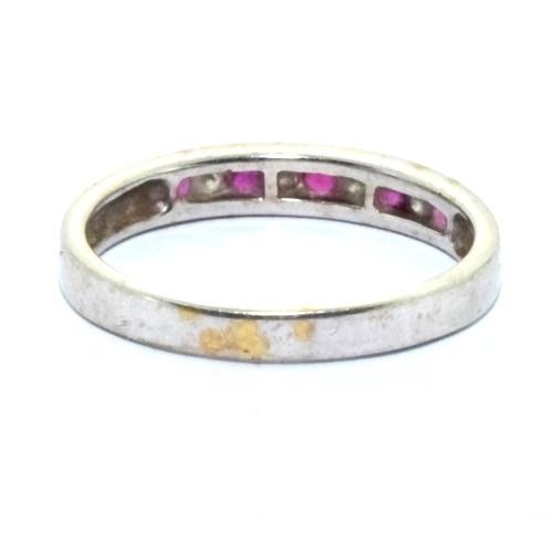 535 - 9ct white gold ladies Diamond and Ruby 1/2 eternity ring size N