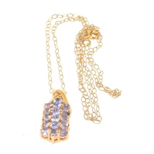 541 - 9ct gold Tanzanite drop pendant necklace on a 44cm chain