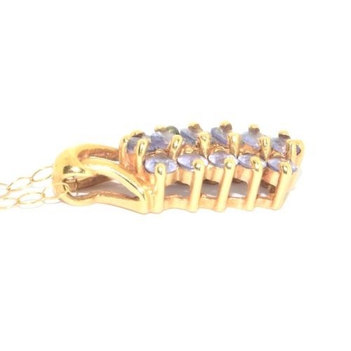 541 - 9ct gold Tanzanite drop pendant necklace on a 44cm chain