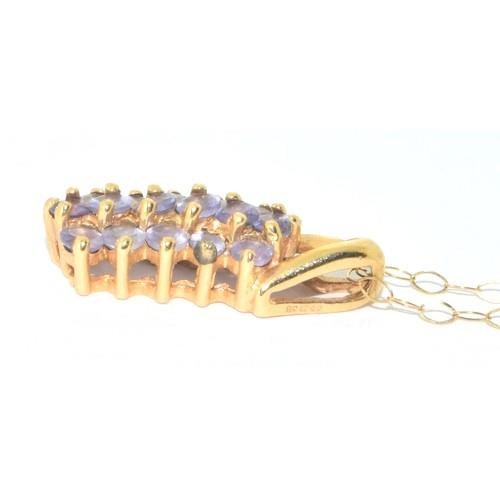 541 - 9ct gold Tanzanite drop pendant necklace on a 44cm chain