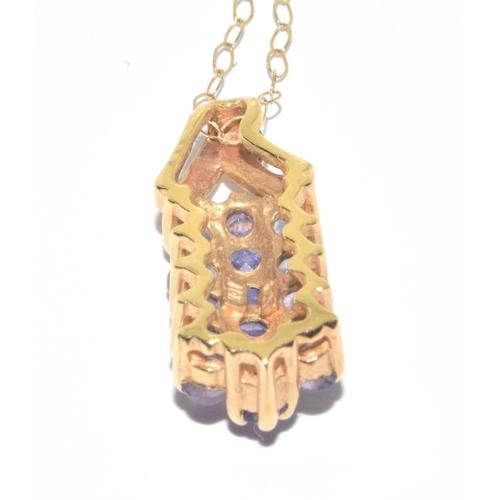 541 - 9ct gold Tanzanite drop pendant necklace on a 44cm chain