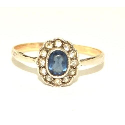 542 - 9ct gold and silver Sapphire vintage cluster ring size M