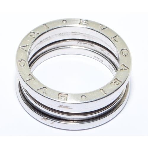 544 - 18ct white gold genuine BULGARI flexible ring hall mark and registration number to the inner size M