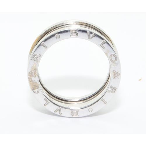 544 - 18ct white gold genuine BULGARI flexible ring hall mark and registration number to the inner size M