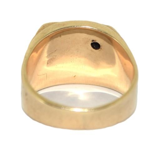 545 - 10ct gold mans Masonic diamond set signet ring 10g size Q