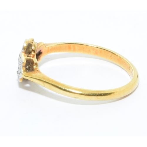 547 - 18ct gold and Platinum ladies Art Deco Diamond ring size M