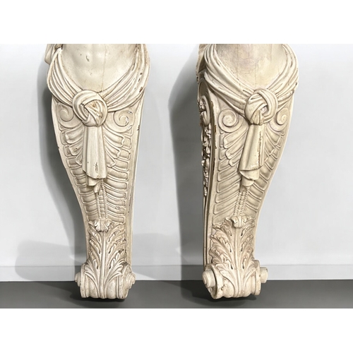 141 - A pair of large carved & painted Neo classical style pedestals / wall features.Height - approx 1... 