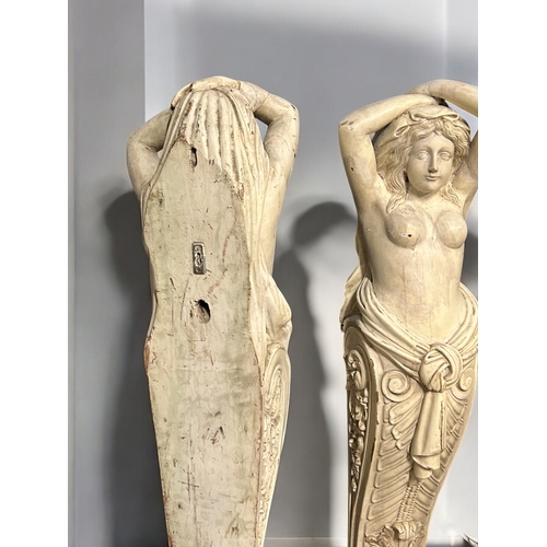 141 - A pair of large carved & painted Neo classical style pedestals / wall features.Height - approx 1... 