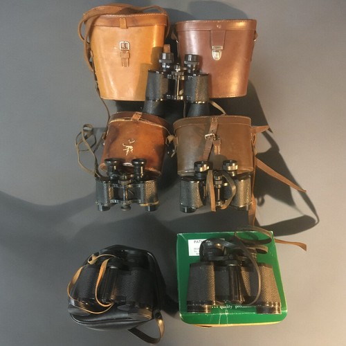 210 - WWII C B Vaughan of 39 Strand London Cased set of Binoculars Telacht 8x24 and 4 other later sets all... 