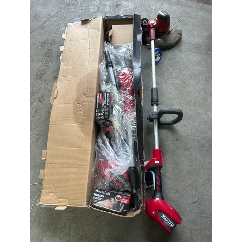 172 - A Mountfield mm48li cordless trimmer and pole pruner with a cordless strimmer