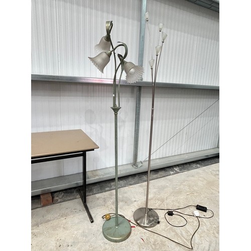 46 - Two Floor Standing Lamps - Painted Brass and Chrome