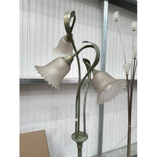 46 - Two Floor Standing Lamps - Painted Brass and Chrome