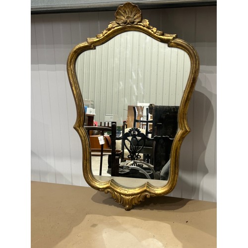 57 - A Louis XV Style gilded Wood, baroque shell mirror - 53cm x 34cm