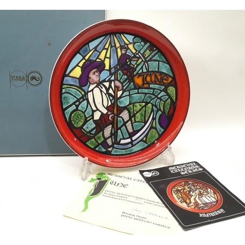 166 - Poole Pottery Medieval Calendar plate limited edition boxed 877/1000 with certificate of Authenticit... 