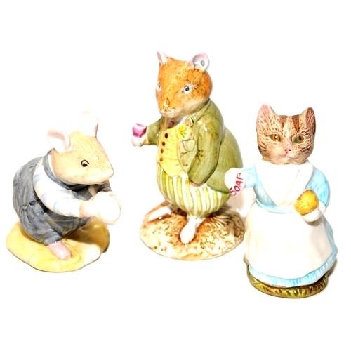 168 - 3 x Brambly Hedge/Beatrix Potter figures, Royal Doulton Conker and Teasel, and Beswick figure Tabith... 